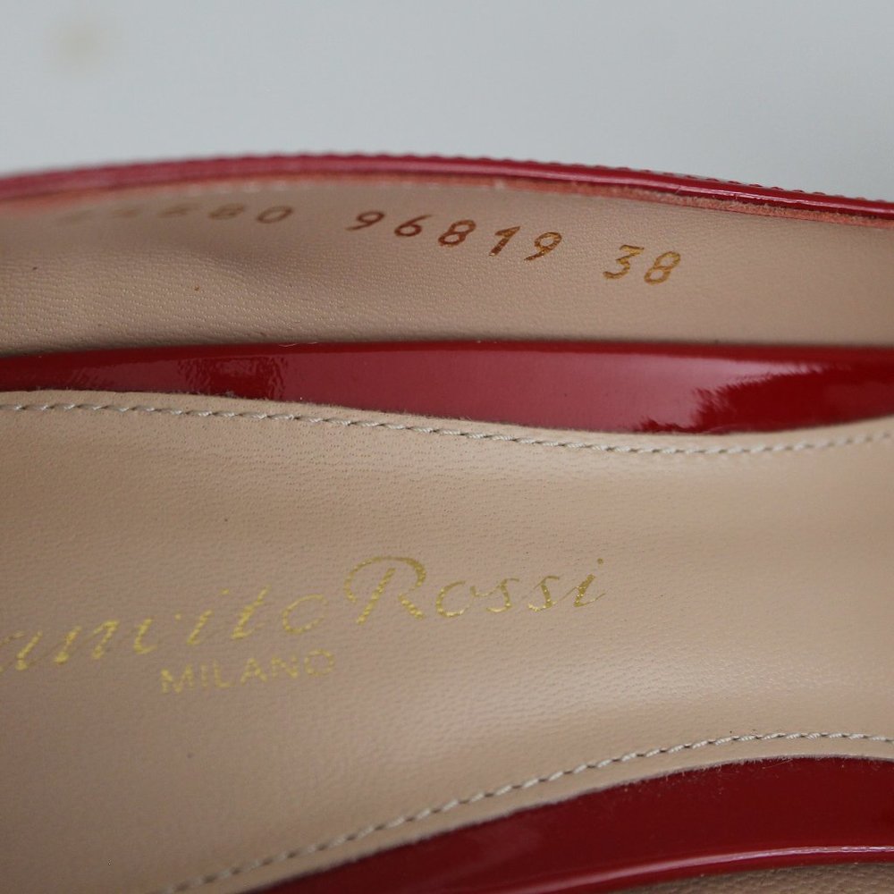 NEW GIANVITO ROSSI RED PATENT LEATHER HILLS PUMPS SHOES 38 - Picture 12 of 12